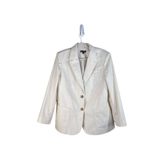 J.Crew Womens Relaxed Fit Ivory Blazer Cotton/Linen Blend size 8 - Picture 2 of 11